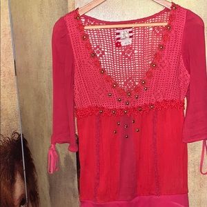 Free People coral red top. Size 6